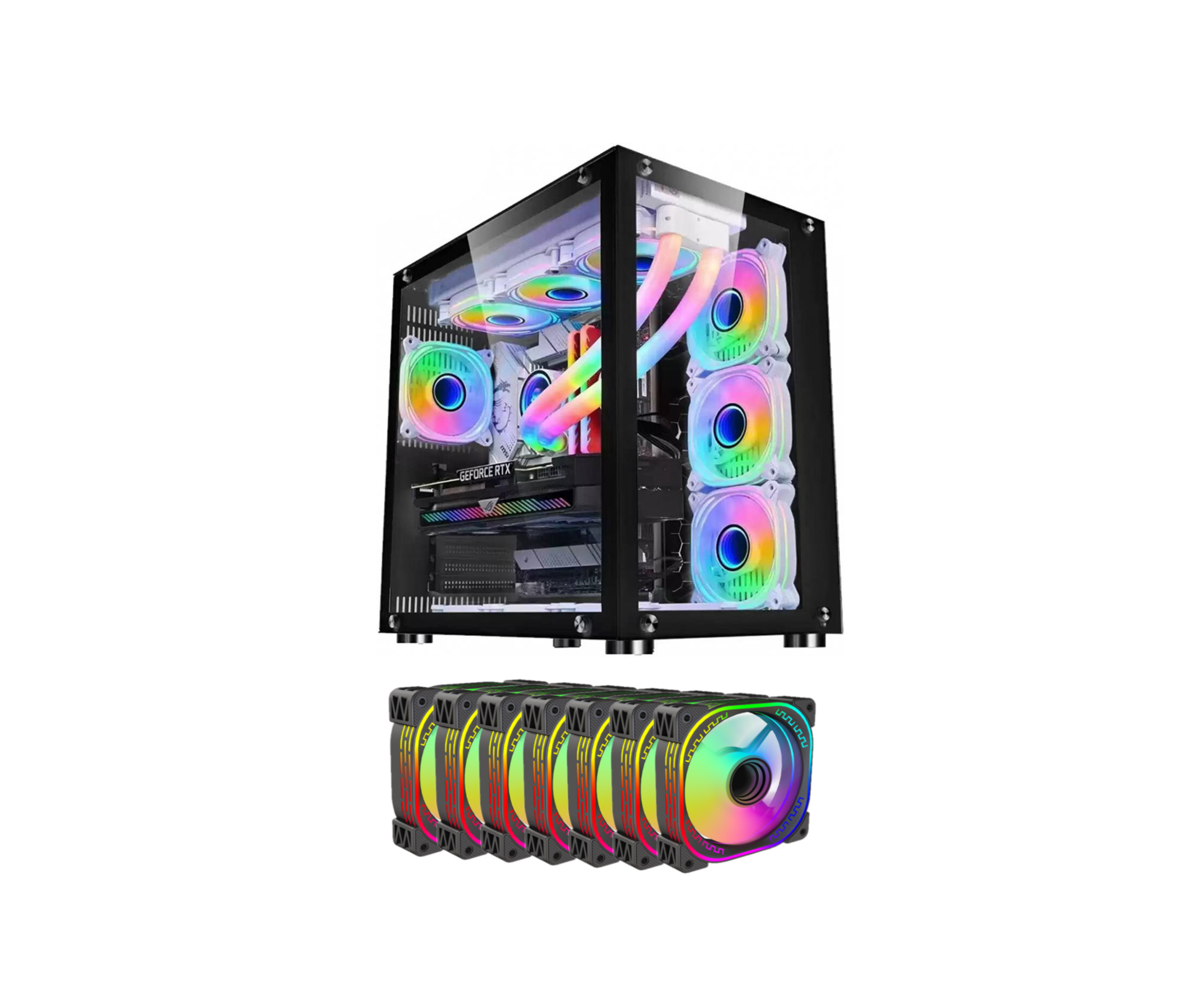 WJ CoolMan Robin 7xFan Gaming Case - Black - CS Net Games
