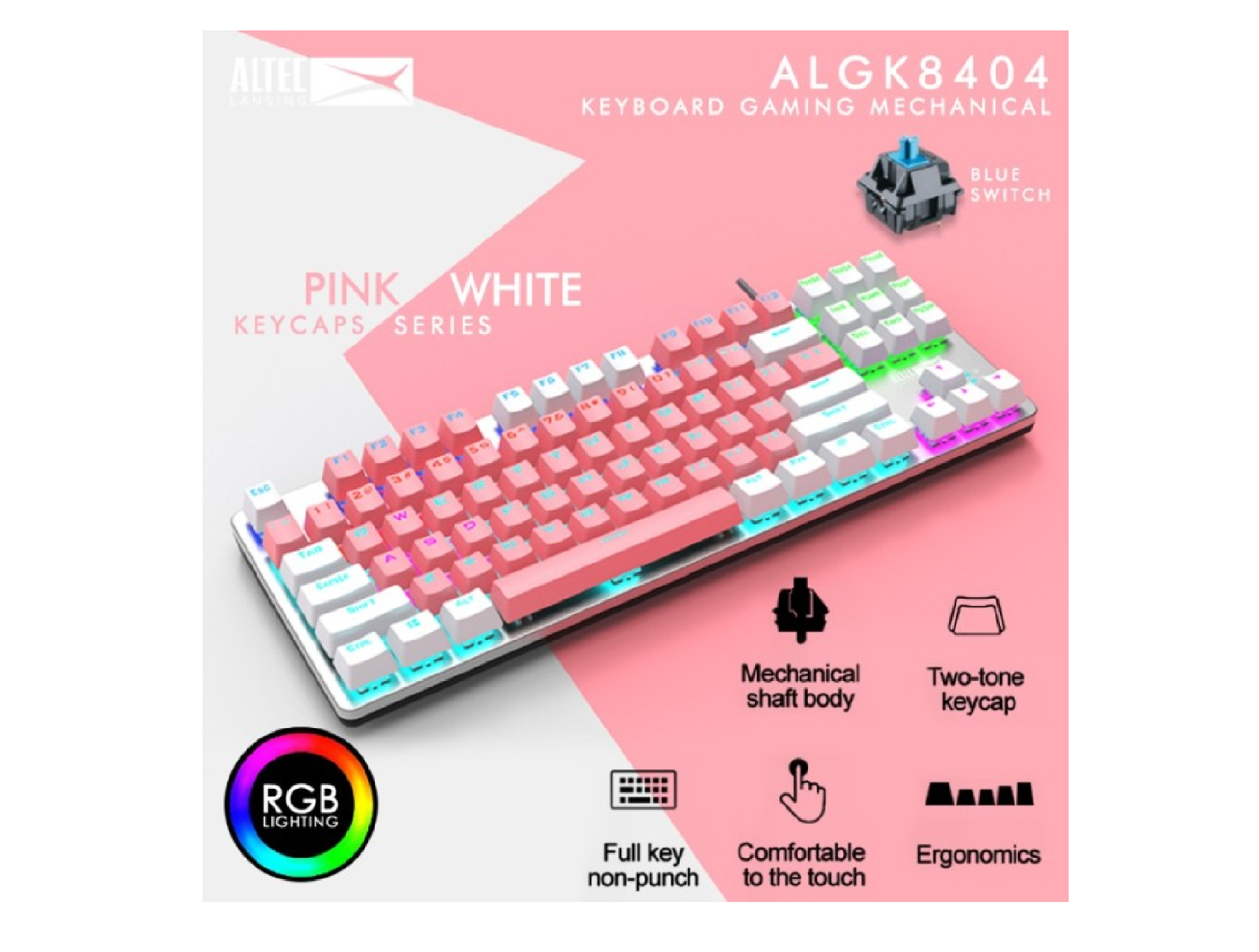 Altec Lansing ALGK8404 TKL Mechanical Gaming Keyboard - Blue Switch ...