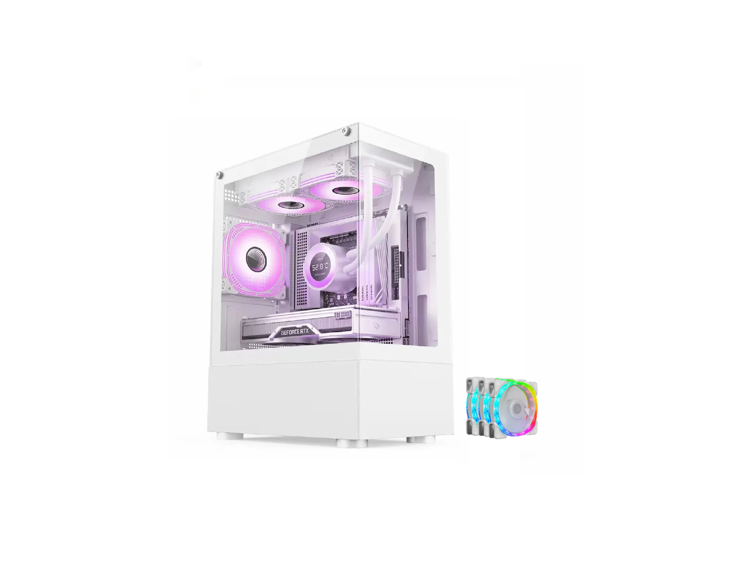 WJ CoolMan Xuanwu Mini FQ-9 3xFan Gaming Case - White - CS Net Games
