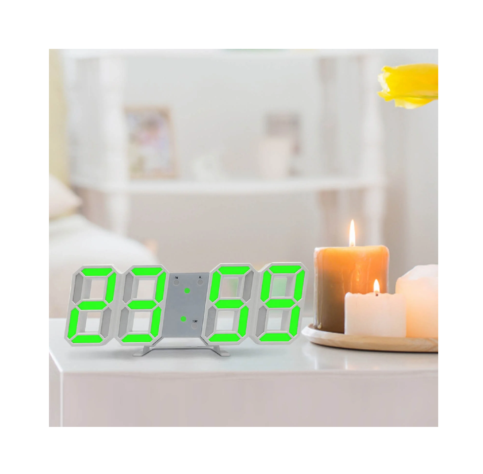 Alarm Clock Digital Alarm Clock with Led Night Light White glows